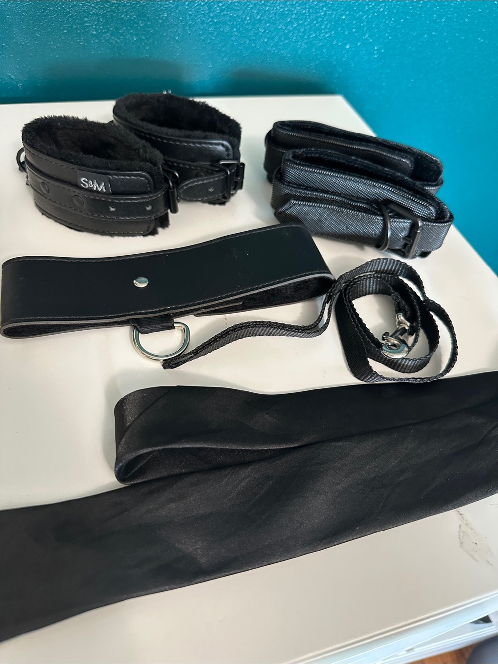 Black Leather Restraint Strap Set by
